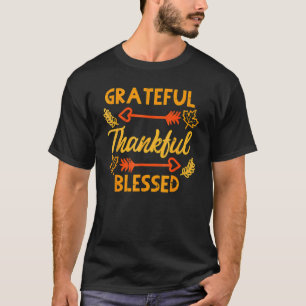 Grateful Thankful Blessed Fall Autumn Thanksgiving T-Shirt