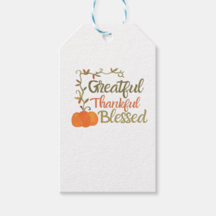 Grateful Thankful Blessed Fall Quote Autumn Thank Gift Tags