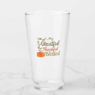 Grateful Thankful Blessed Fall Quote Autumn Thank Glass