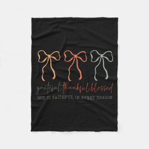 Grateful Thankful Blessed Gods Faithful Christian Fleece Blanket