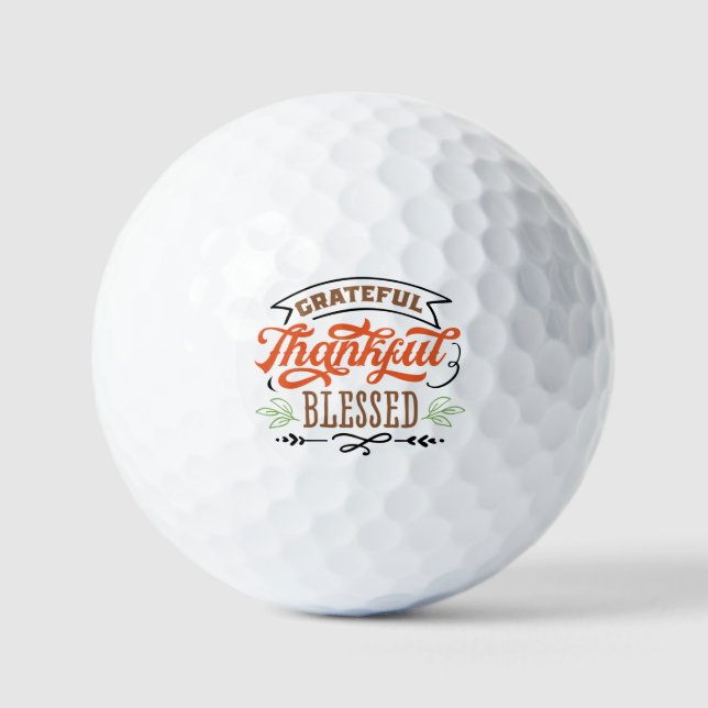 Grateful Thankful Blessed Holiday Thanksgiving Golf Balls (Front)