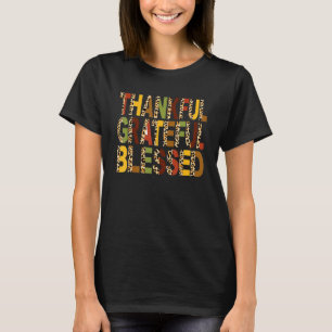 Grateful Thankful Blessed Leopard Thanksgiving Day T-Shirt