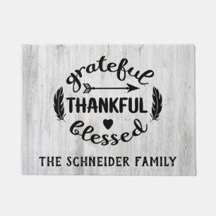 Grateful Thankful Blessed Modern Farmhouse Rustic Doormat