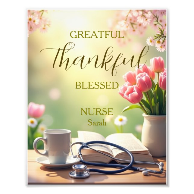 Grateful Thankful Blessed Nurse Personalised Photo Print (Front)