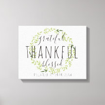 Grateful, Thankful, Blessed Personalised Canvas