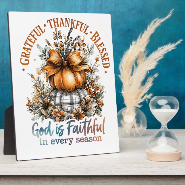 Grateful Thankful Blessed Plaque (Side)