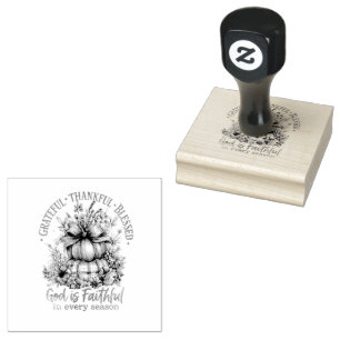 Grateful Thankful Blessed Rubber Stamp