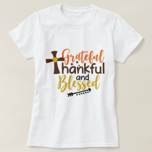 Grateful Thankful Blessed Text Art Design Women's T-Shirt