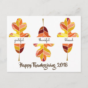 Grateful Thankful Blessed Thanksgiving Bible Verse Postcard