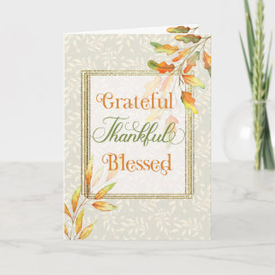 Grateful Thankful Blessed Thanksgiving Card