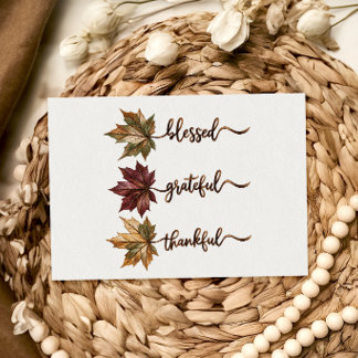 Grateful Thankful Blessed Thanksgiving card