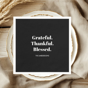Grateful Thankful Blessed Thanksgiving  Napkin