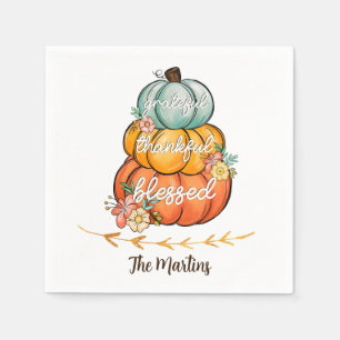 Grateful, Thankful, Blessed Thanksgiving Napkins