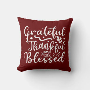 Grateful Thankful Blessed Throw Pillow