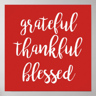 GRATEFUL THANKFUL BLESSED typography Poster