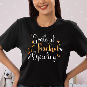 Grateful Thankful Expecting Thanksgiving black T-Shirt