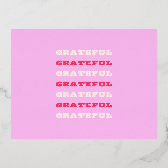 Grateful, Thankful, Gratitude Quote, Pink, Holiday (Front)