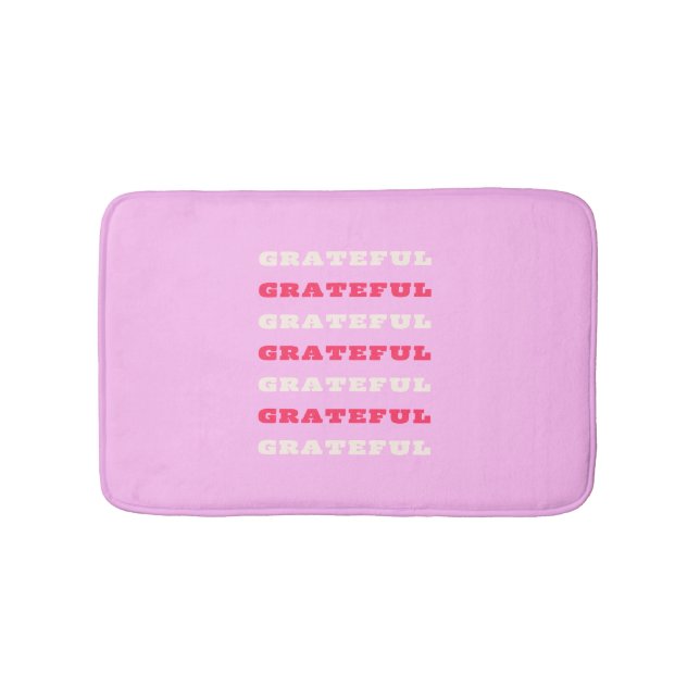 Grateful, Thankful, Gratitude Quote, Pink, Holiday Bath Mat (Front)