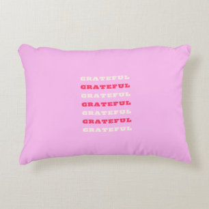 Grateful, Thankful, Gratitude Quote, Pink, Holiday Decorative Cushion