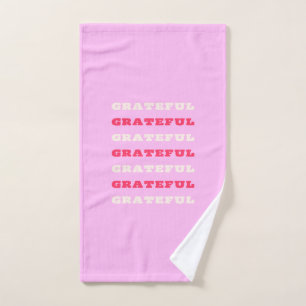 Grateful, Thankful, Gratitude Quote, Pink, Holiday Hand Towel