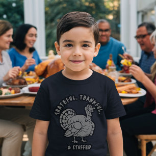 Grateful, Thankful, & Stuffed Turkey Thanksgiving Tri-Blend Shirt