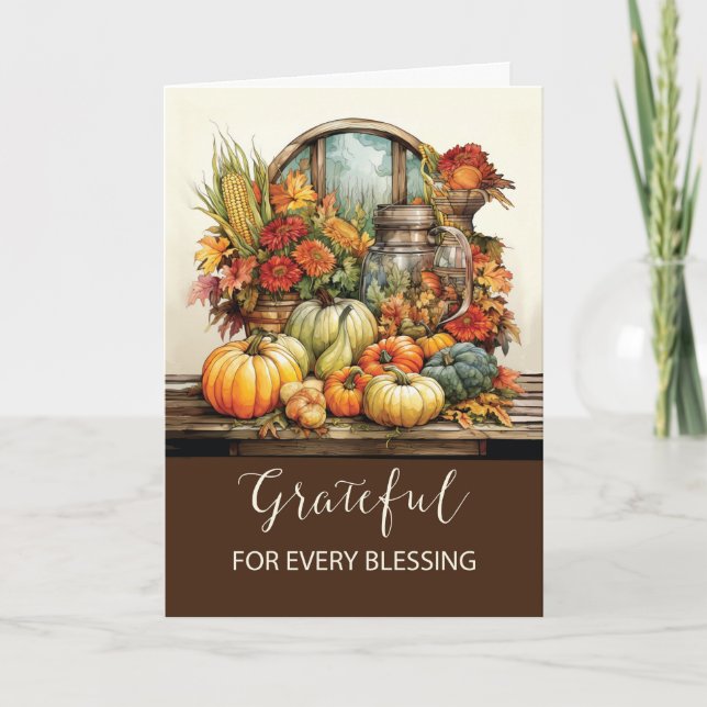 Grateful Thanksgiving Blessings with Still Life Card (Front)
