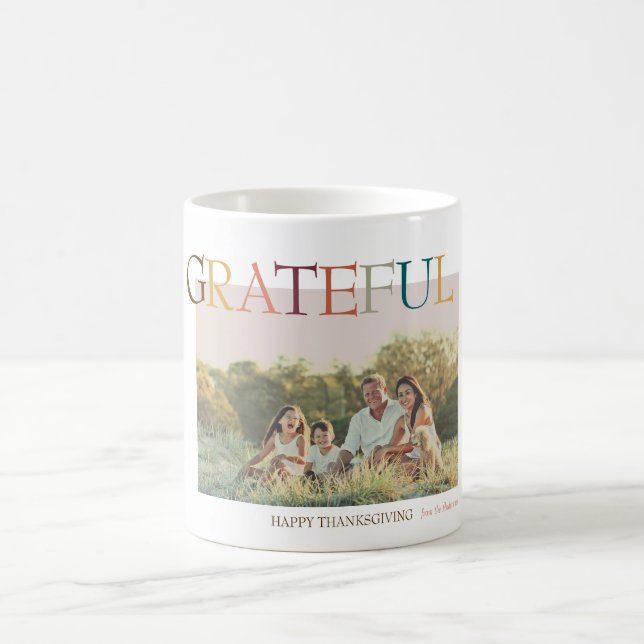 Grateful Thanksgiving Minimalist Photo Coffee Mug (Center)