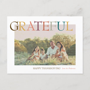 Grateful Thanksgiving Minimalist Photo Holiday Postcard