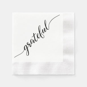 Grateful   Thanksgiving Script font with long tail Napkin