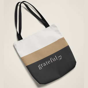 Grateful Tote Bag Positive Premium Stripe Design