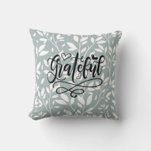 Grateful Typography Script, Country Floral Light G Cushion