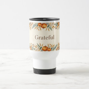 Grateful — Warm Harvest Watercolor Travel Mug