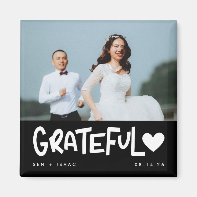Grateful Wedding Photo Thank You Magnet (Front)