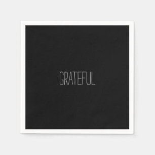 GRATEFUL White  and Black Cocktail Napkin