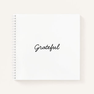 Grateful white custom casual script gratitude notebook