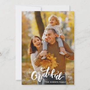 GRATEFUL white lettering happy thanksgiving card