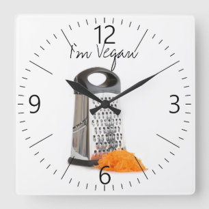 Grater and grated carrot square wall clock