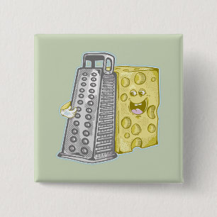 Grating cheese with a grater Funny food 15 Cm Square Badge