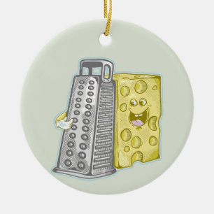 Grating cheese with a grater Funny food Ceramic Tree Decoration