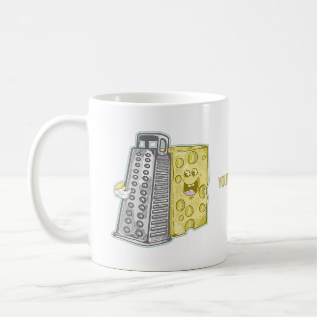 Grating cheese with a grater Funny food Coffee Mug (Left)