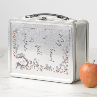 Gratitude Affirmation. Floral Positive Mindset Metal Lunch Box