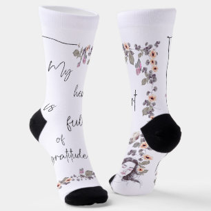 Gratitude Affirmation. Floral Positive Mindset Socks