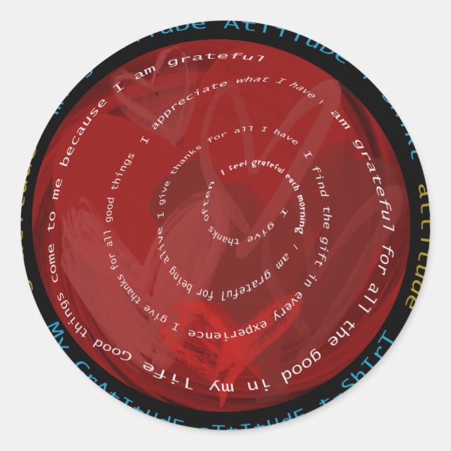 Gratitude Attitude Classic Round Sticker (Front)