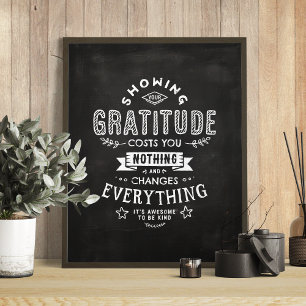 Gratitude Changes Everything Inspirational Quote Poster