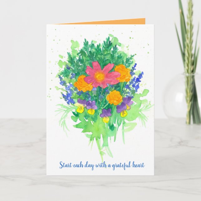 Gratitude Encouragement Bouquet Positive Words Card (Front)