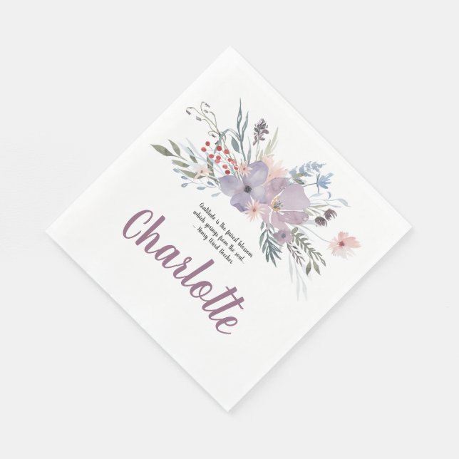 Gratitude Floral Spray Napkin (Corner)