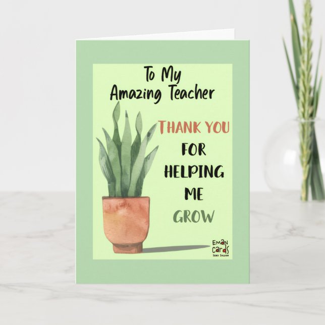 Gratitude for the Teacher Card (Front)