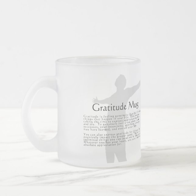 Gratitude Frosted Glass Coffee Mug (Left)