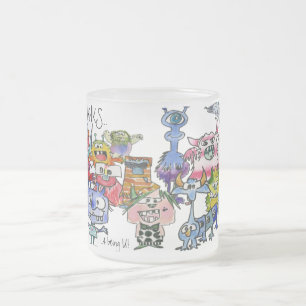 Gratitude Funny Cartoon Creatures Frosted Glass Coffee Mug