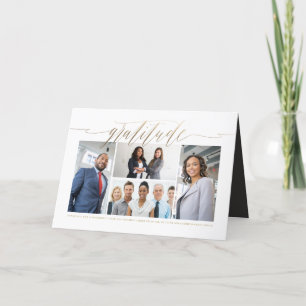 Gratitude Gold Script Photo Business Holiday Card